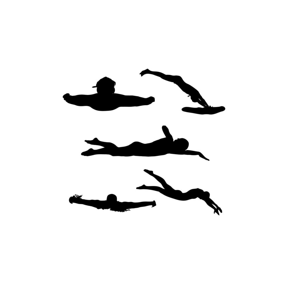 logo d'icône de silhouette de jeu de natation vecteur