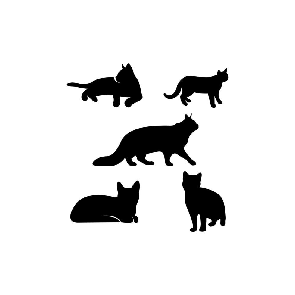 chat, ensemble, silhouette, icône, logo vecteur