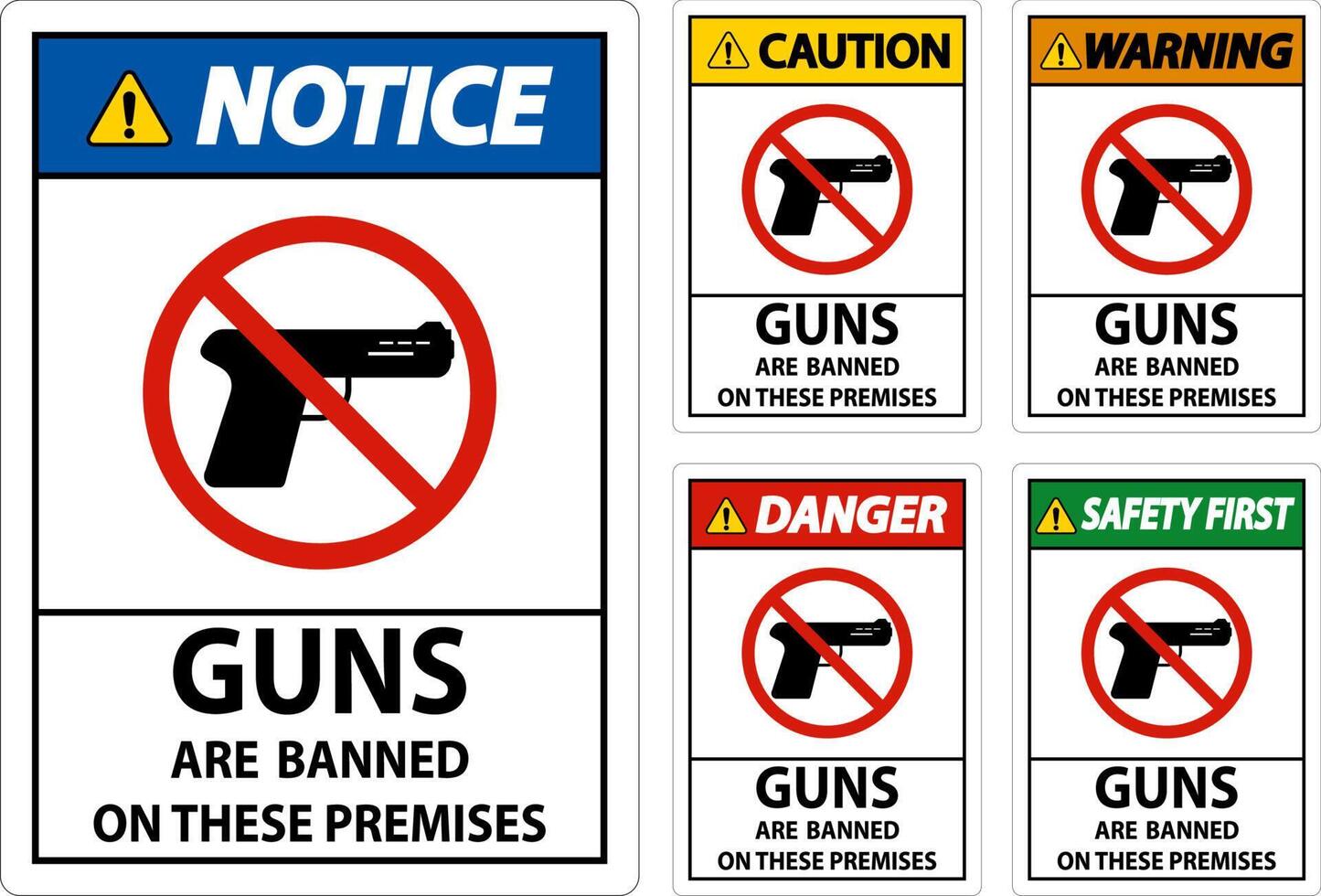 signe d'interdiction des armes à feu, aucun signe d'armes à feu sur fond blanc vecteur