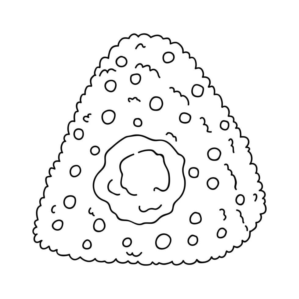 clipart onigiri dessiné à la main. restauration rapide japonaise à base de riz. boulette de riz aux algues nori vecteur