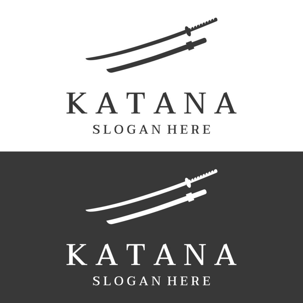 modèle de logo d'épée de samouraï katana vintage japonais, illustration vectorielle d'épée du patrimoine japonais. vecteur