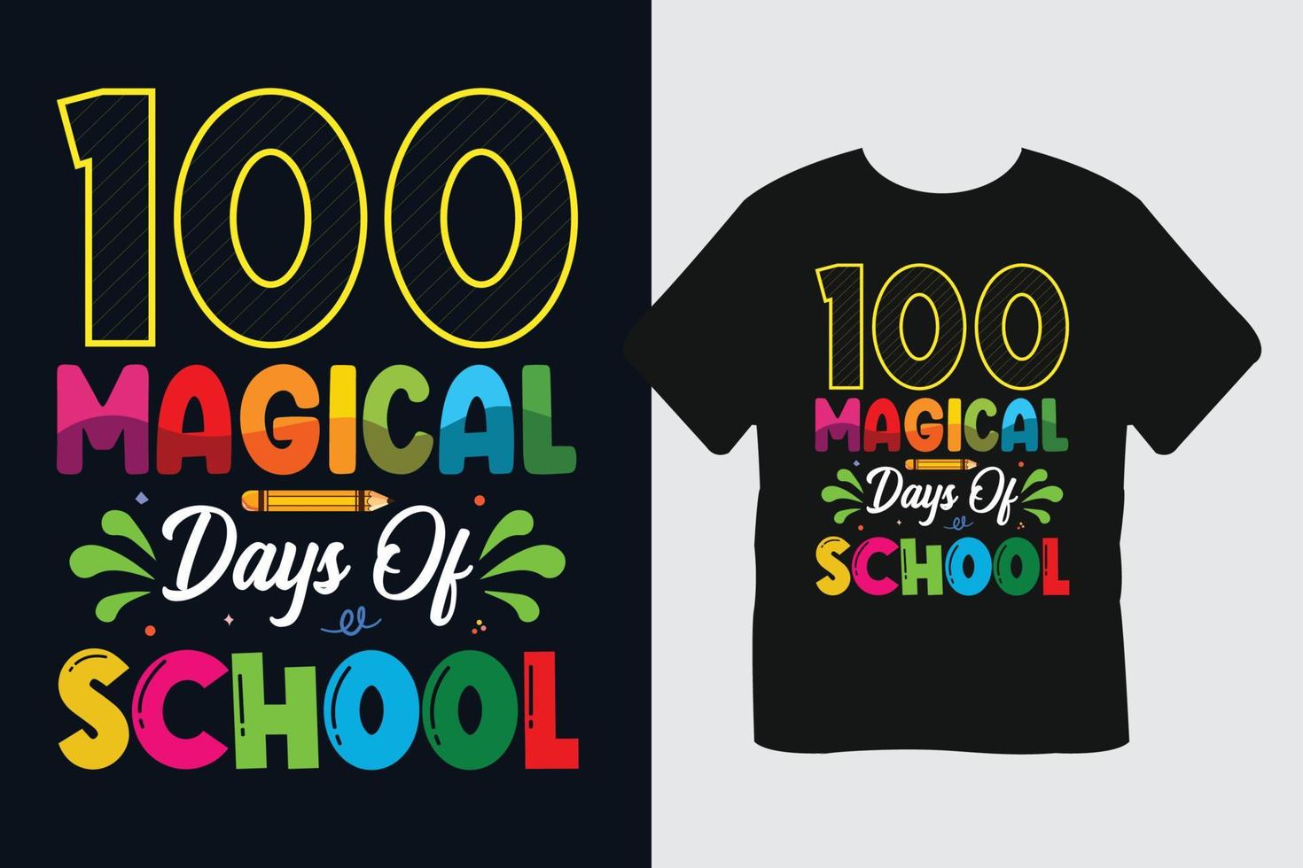 tee-shirt 100 jours magiques d'école vecteur