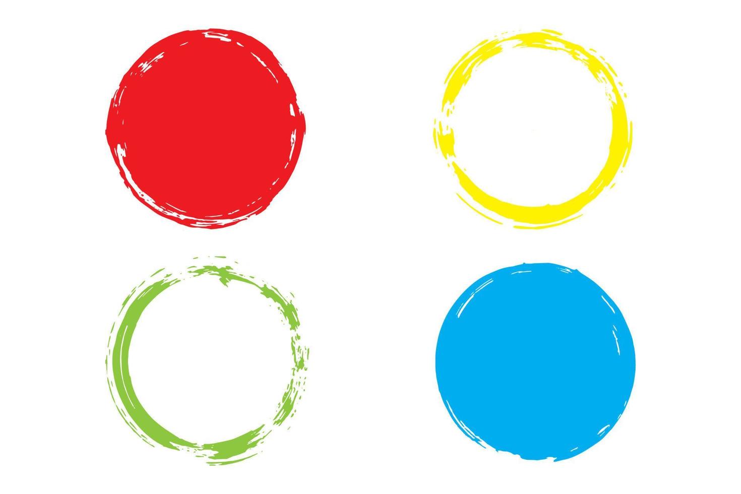 ensemble de traits de cercle coloré, coup de pinceau rond, traits de cercle grunge vecteur