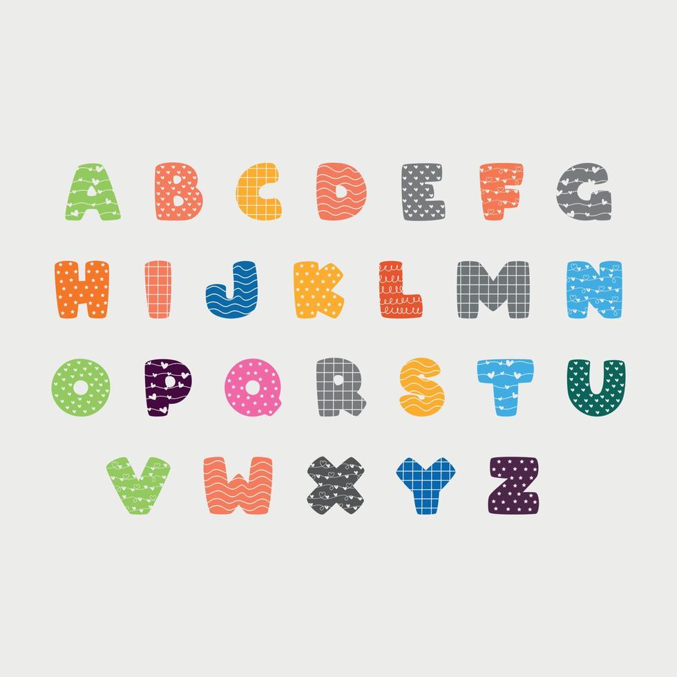 joli modèle de conception de vecteur d'alphabets décoratifs plats de a à z