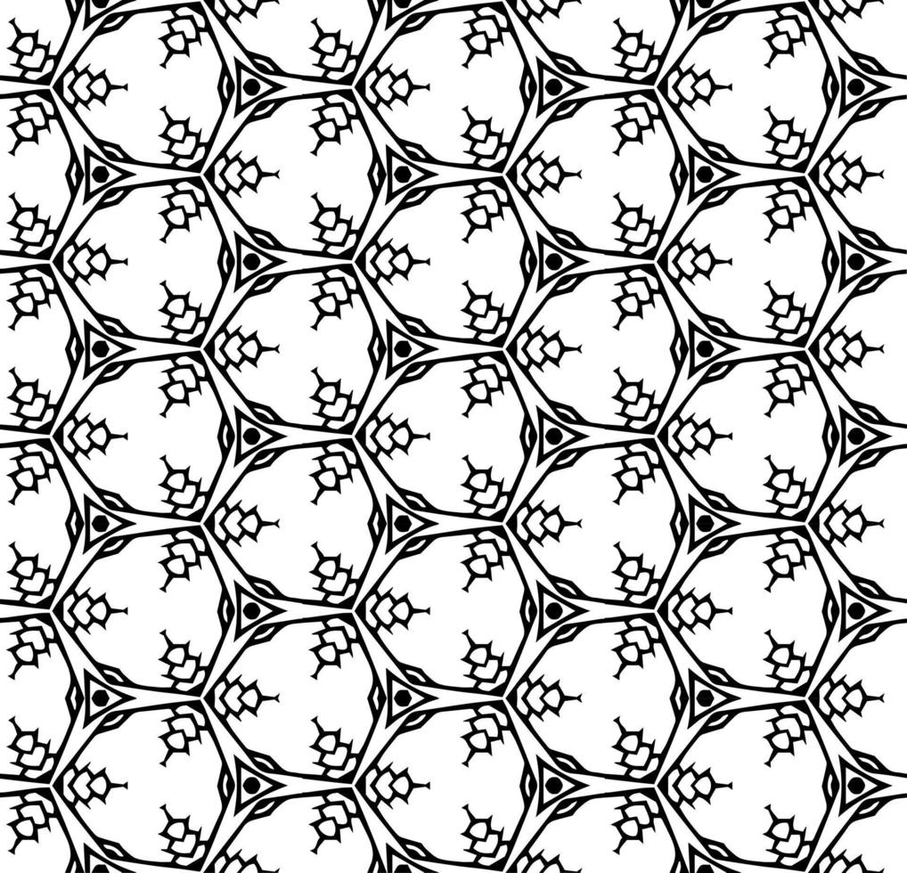 motif abstrait sans couture noir et blanc. arrière-plan et toile de fond. conception ornementale en niveaux de gris. ornements en mosaïque. illustration graphique vectorielle. vecteur