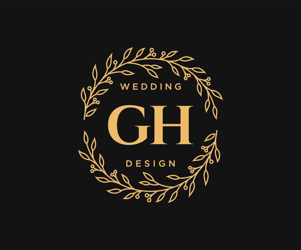 gh initiales lettre collection de logos de monogramme de mariage, modèles minimalistes et floraux modernes dessinés à la main pour cartes d'invitation, réservez la date, identité élégante pour restaurant, boutique, café en image vectorielle vecteur