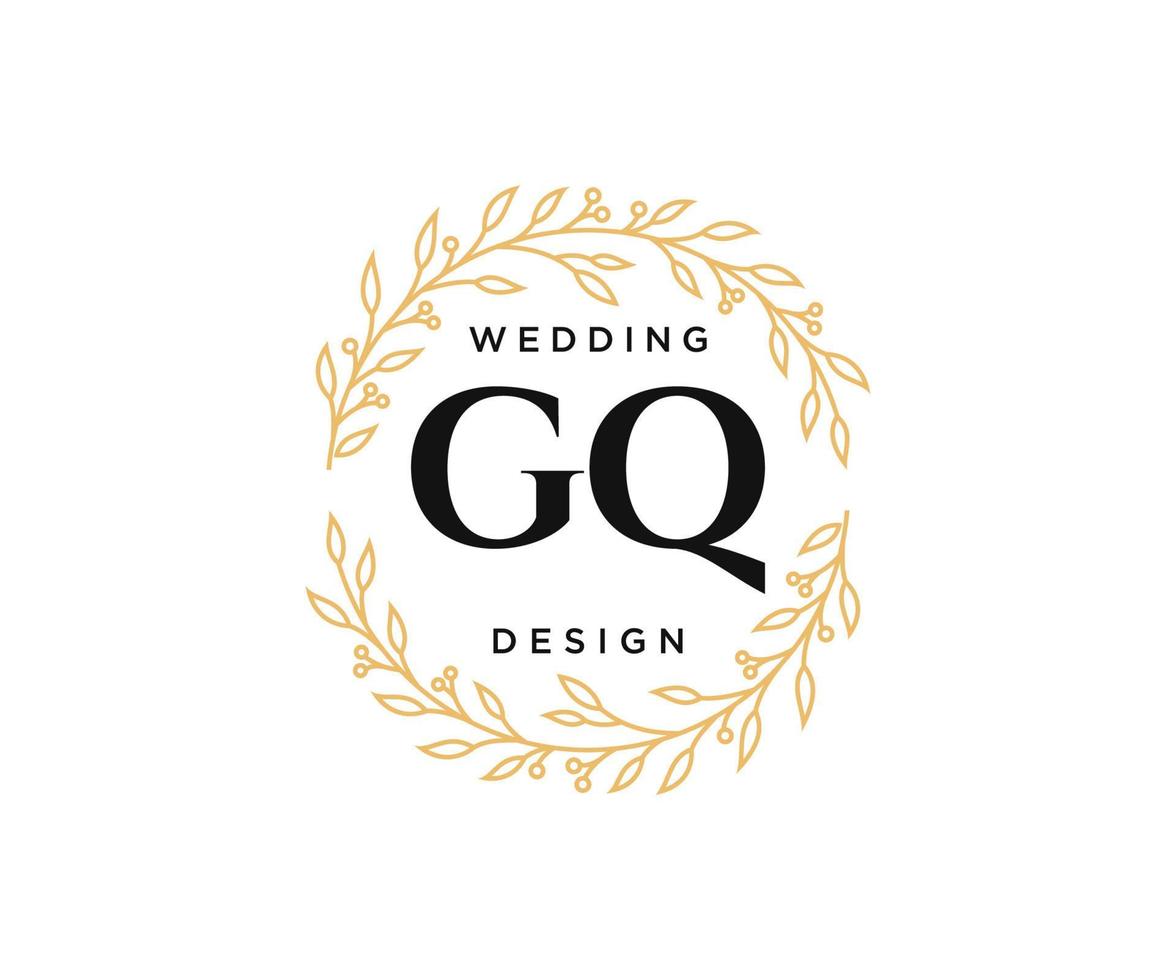 gq initiales lettre collection de logos de monogramme de mariage, modèles minimalistes et floraux modernes dessinés à la main pour cartes d'invitation, réservez la date, identité élégante pour restaurant, boutique, café en image vectorielle vecteur