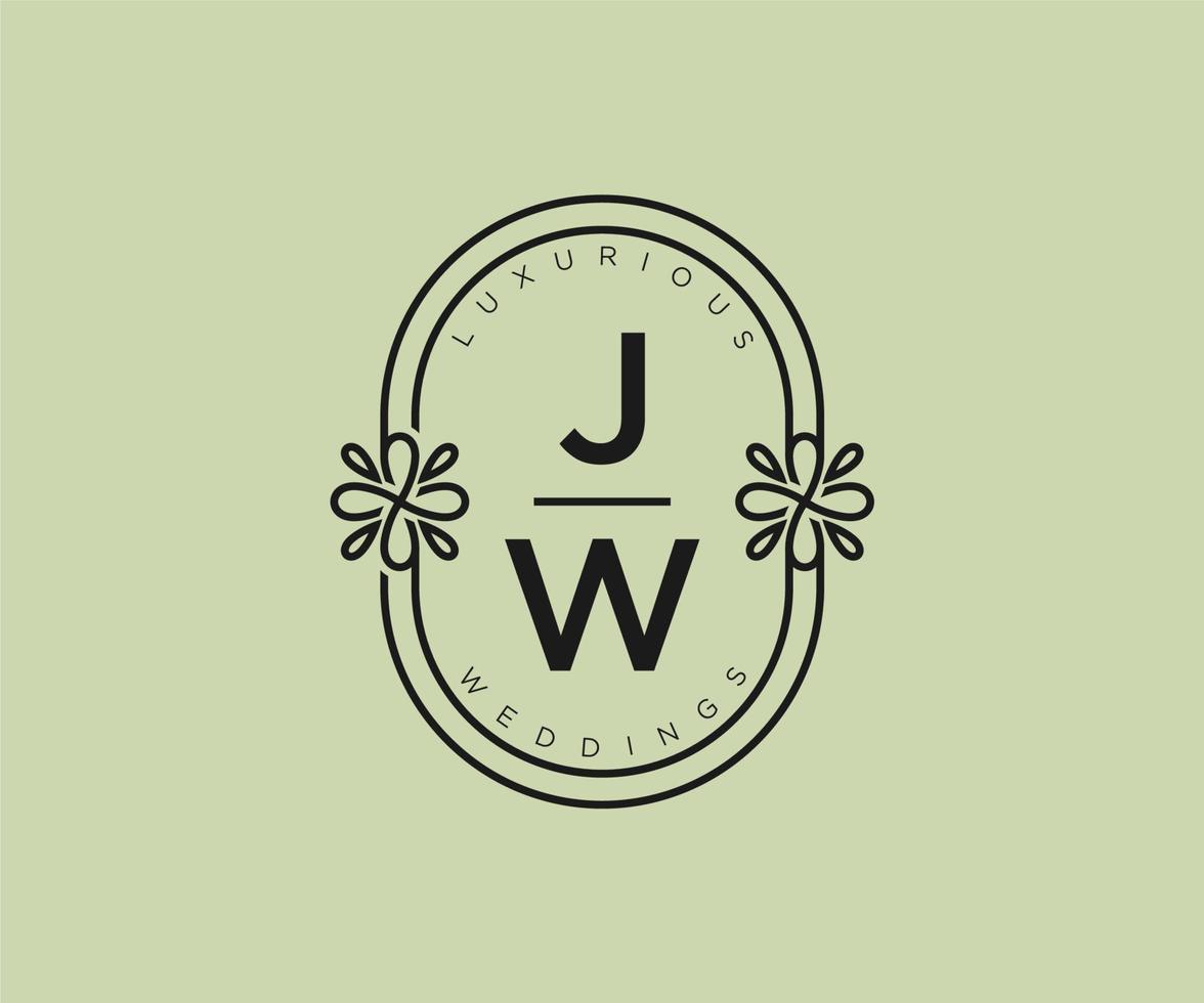 modèle de logos de monogramme de mariage lettre initiales jw, modèles minimalistes et floraux modernes dessinés à la main pour cartes d'invitation, réservez la date, identité élégante. vecteur