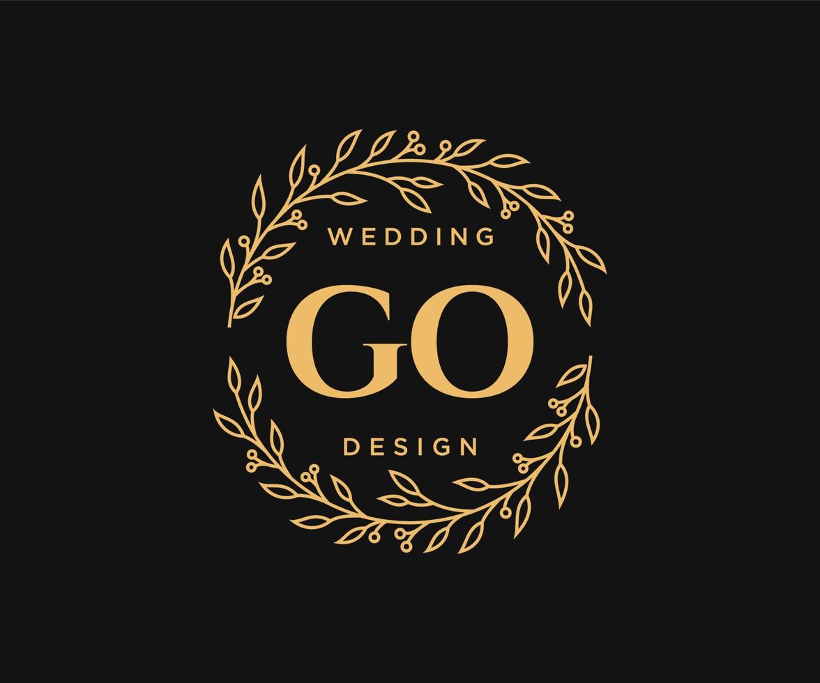 go initiales lettre mariage monogramme logos collection, modèles minimalistes et floraux modernes dessinés à la main pour cartes d'invitation, réservez la date, identité élégante pour restaurant, boutique, café en image vectorielle vecteur