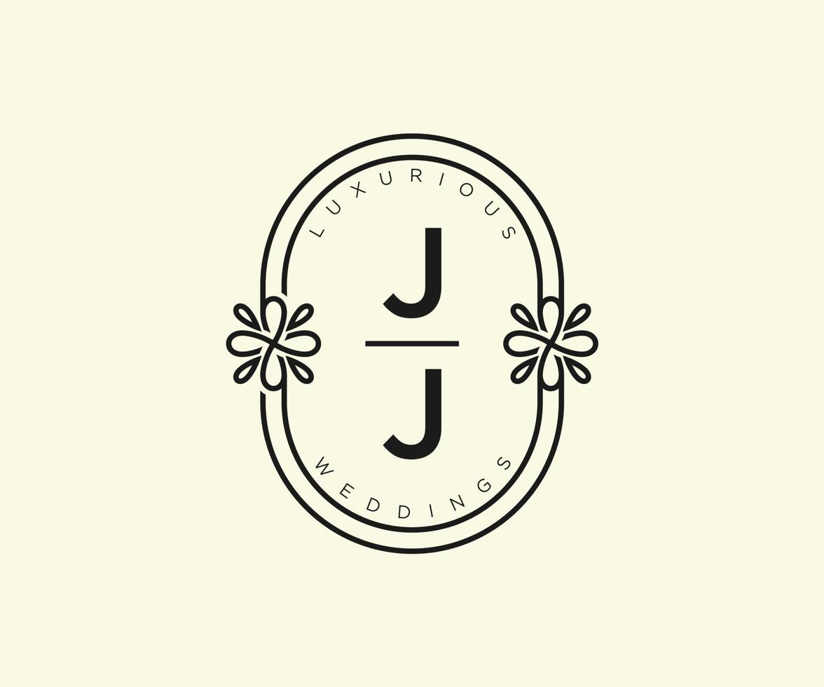 jj initiales lettre modèle de logos de monogramme de mariage, modèles minimalistes et floraux modernes dessinés à la main pour cartes d'invitation, réservez la date, identité élégante. vecteur