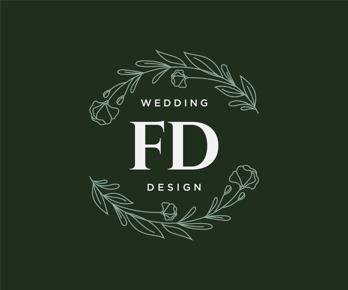 fd initiales lettre collection de logos de monogramme de mariage, modèles minimalistes et floraux modernes dessinés à la main pour cartes d'invitation, réservez la date, identité élégante pour restaurant, boutique, café en image vectorielle vecteur