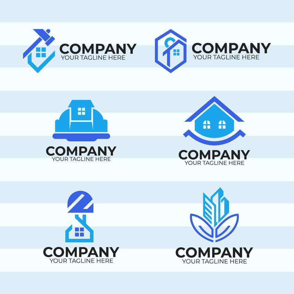 logo bleu simple pour entreprise de construction vecteur