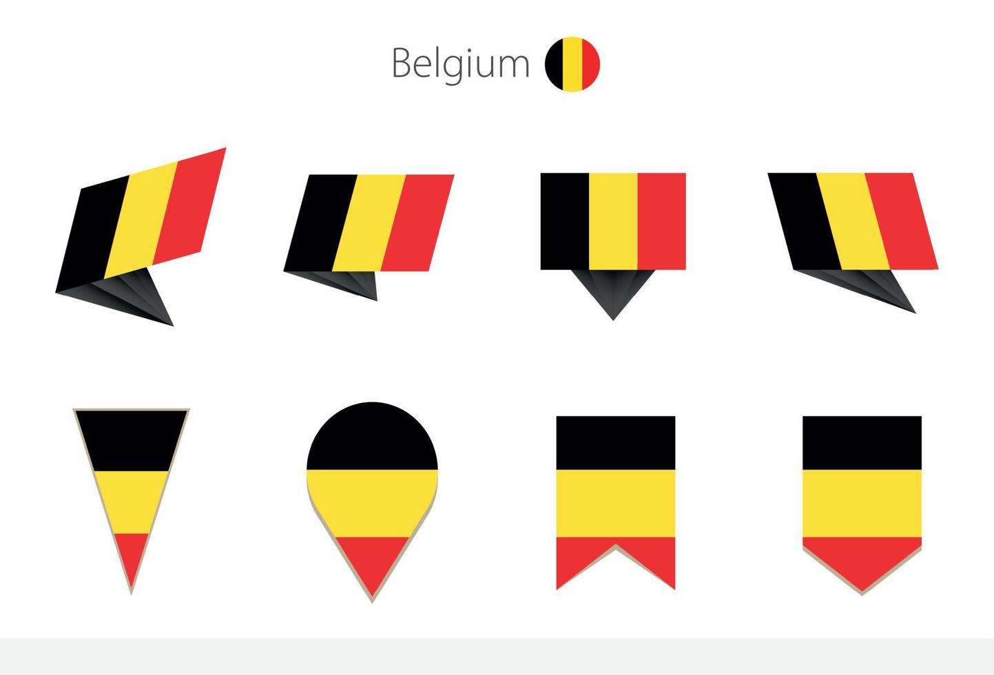 collection de drapeaux nationaux belges, huit versions de drapeaux vectoriels belges. vecteur