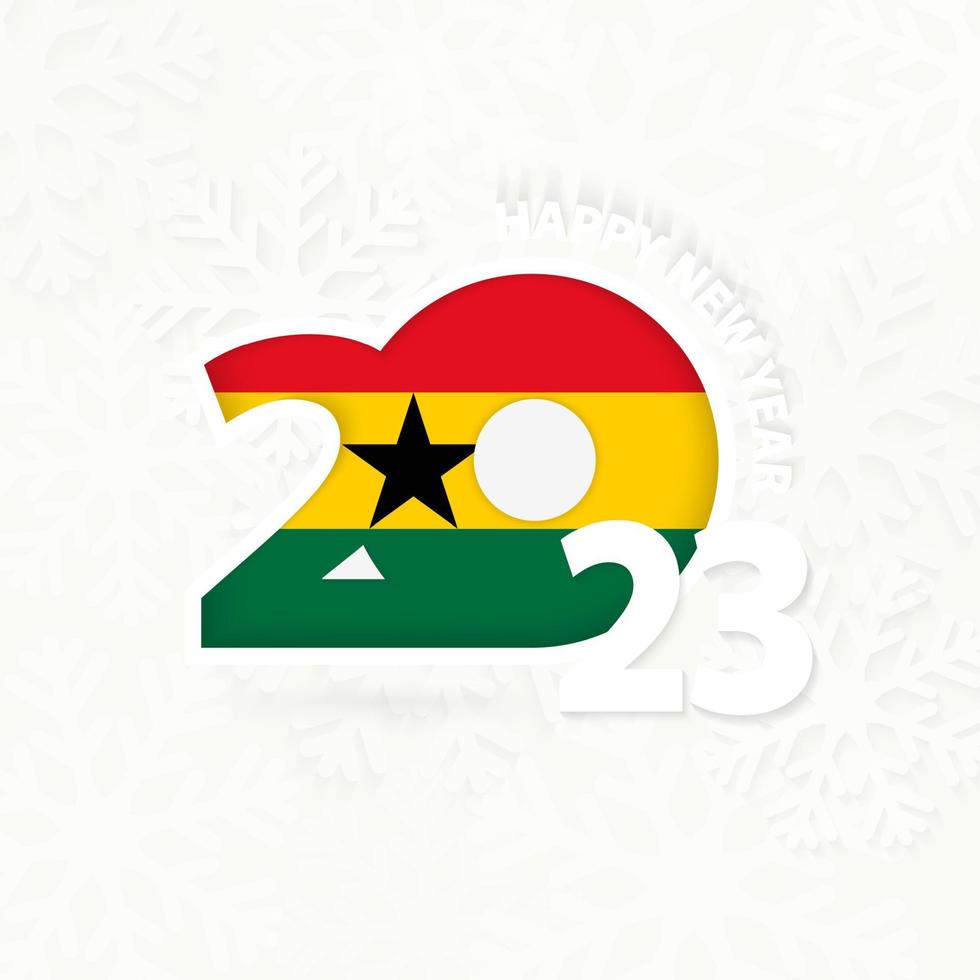 nouvel an 2023 pour le ghana sur fond de flocon de neige. vecteur