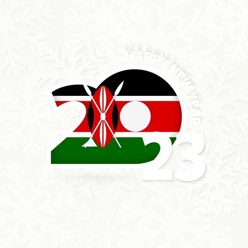 nouvel an 2023 pour le kenya sur fond de flocon de neige. vecteur