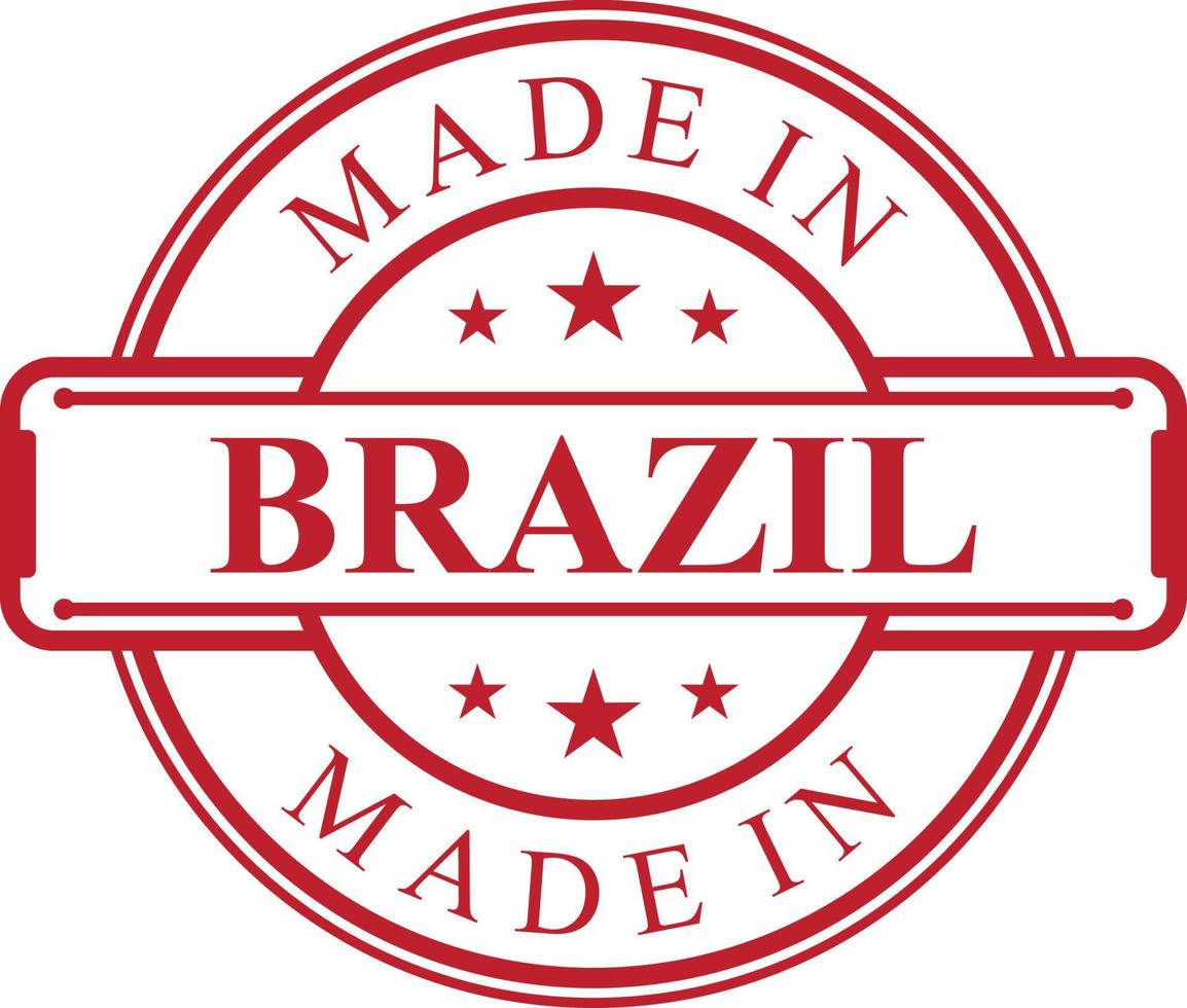 icône d'étiquette fabriquée au brésil avec emblème de couleur rouge vecteur