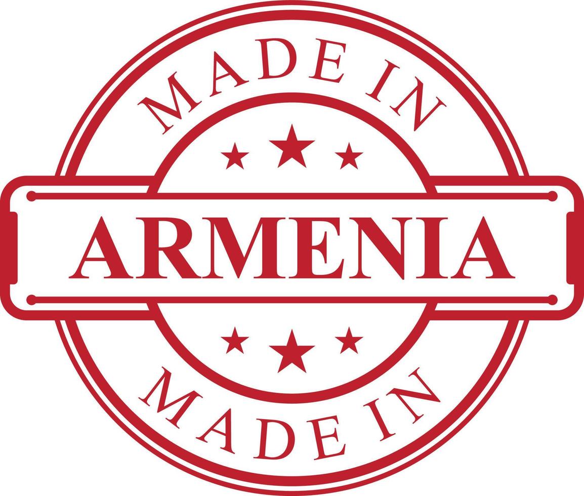 icône d'étiquette fabriquée en arménie avec emblème de couleur rouge vecteur