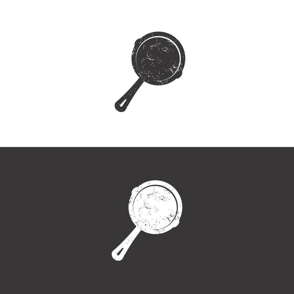 icône de poêle à frire avec effet grunge vecteur