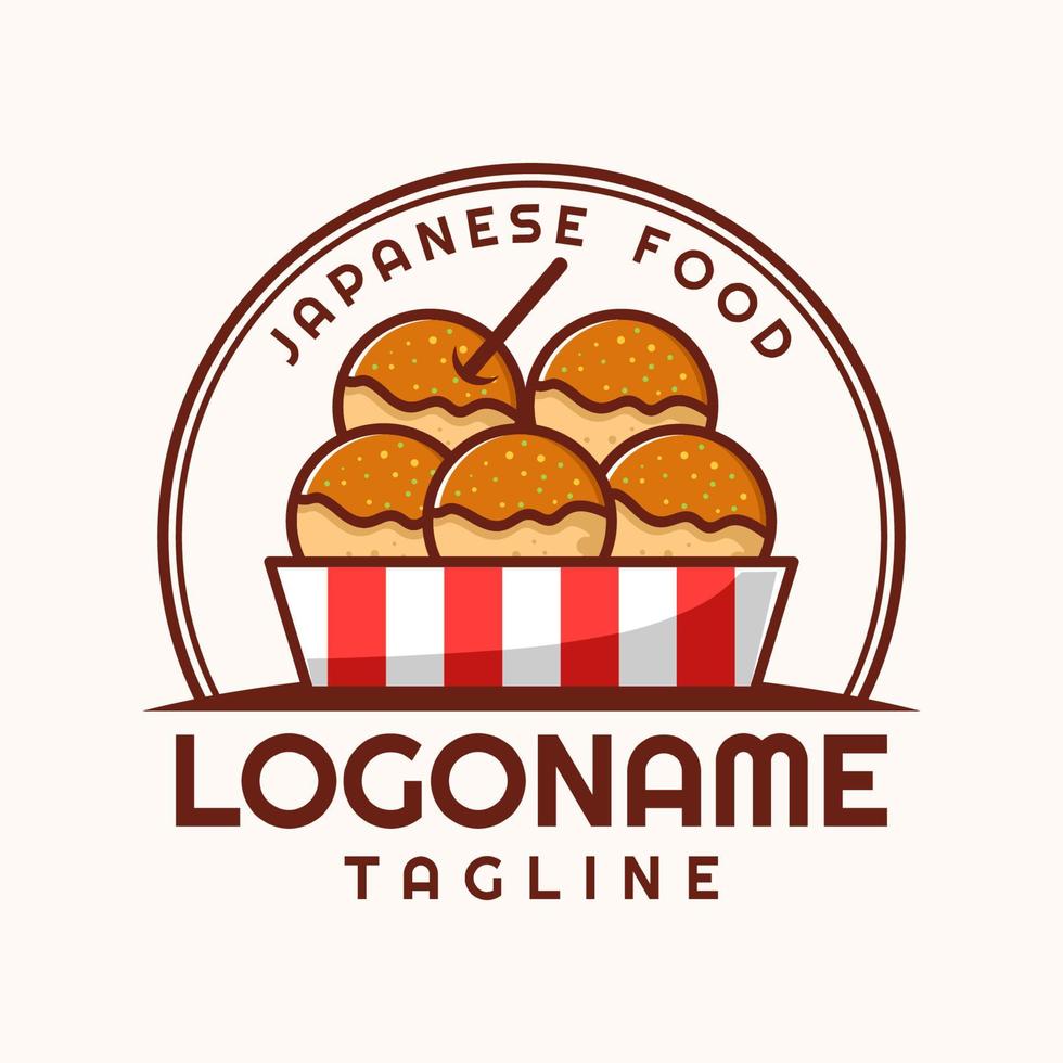 modèle de logo takoyaki, adapté au restaurant, au food truck et au café vecteur