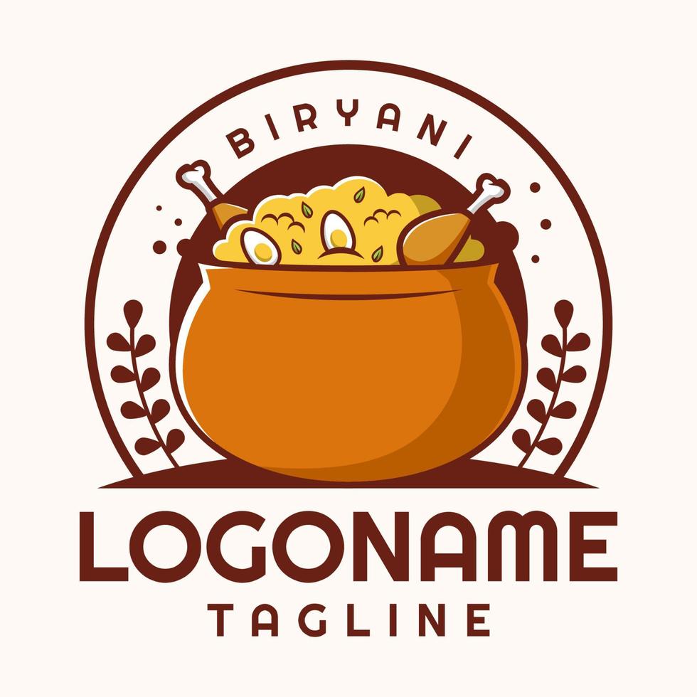 modèle de logo biryani, adapté au restaurant, au food truck et au café vecteur