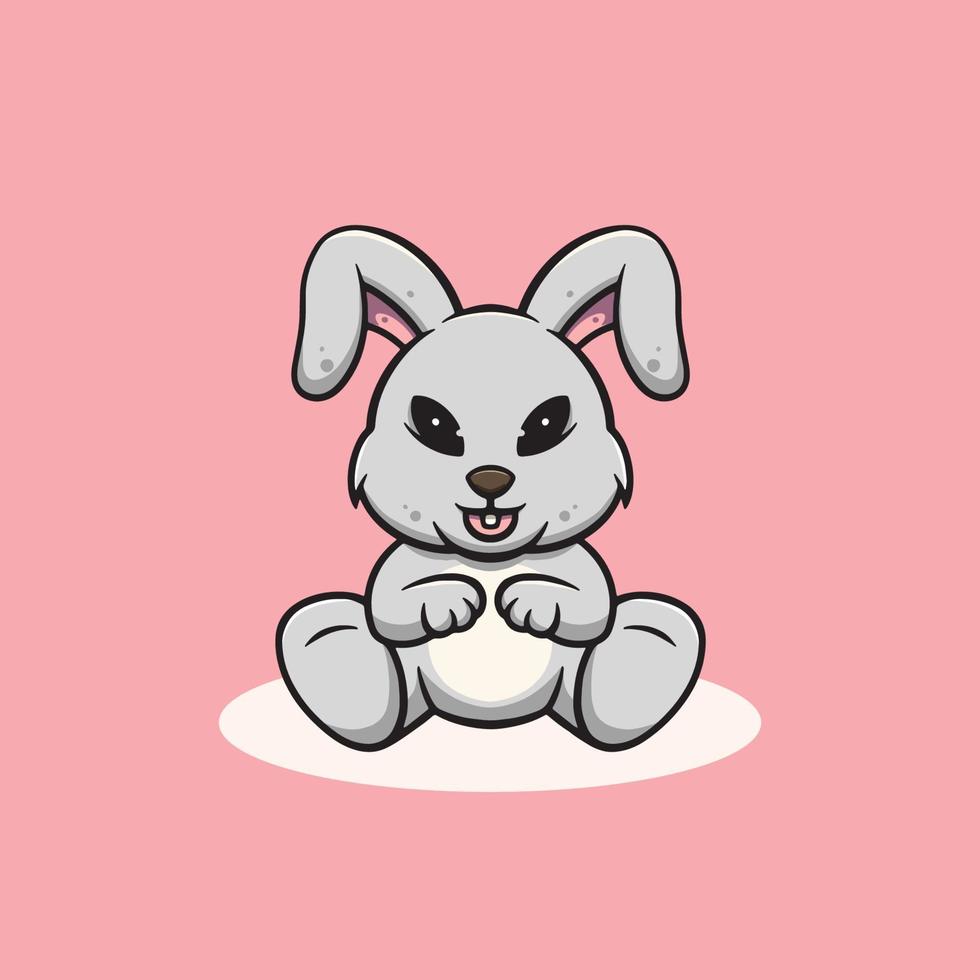 lapin mignon souriant illustration de dessin animé vecteur