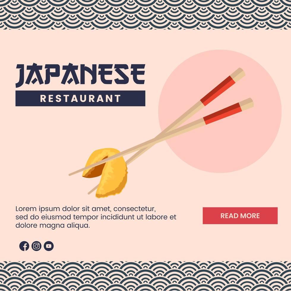 conception d'illustration de cuisine asiatique de nourriture japonaise pour le modèle de médias sociaux de présentation vecteur