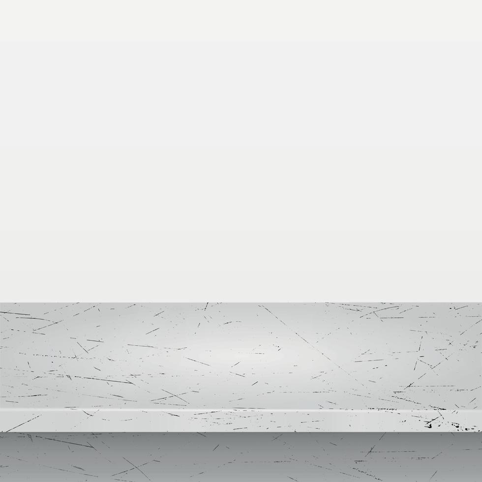 Dessus de table en pierre de béton gris isolé sur fond blanc, modèle web promotionnel - vecteur