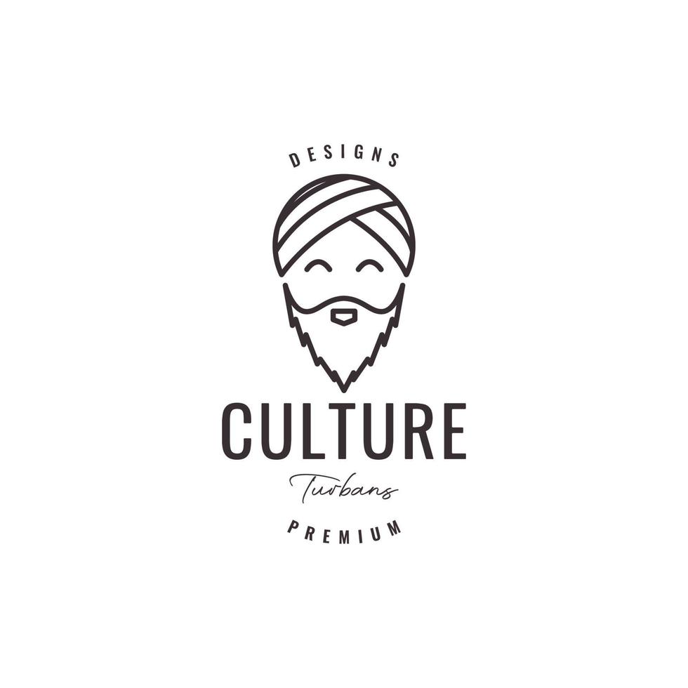 vieil homme avec ligne de turbans création de logo minimale vecteur