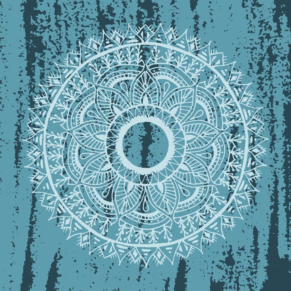 mandala de fleur sur la texture grunge bleu vecteur