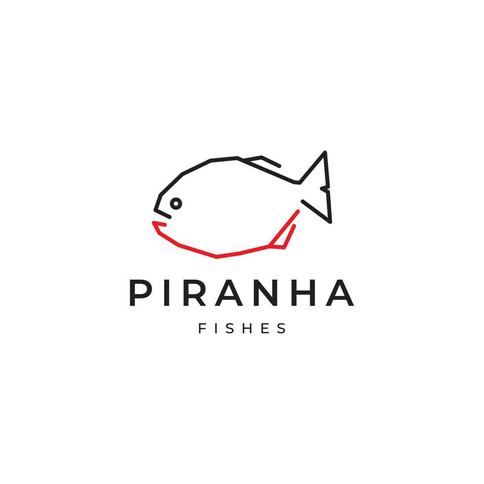 poisson piranha lignes minimales création de logo vecteur