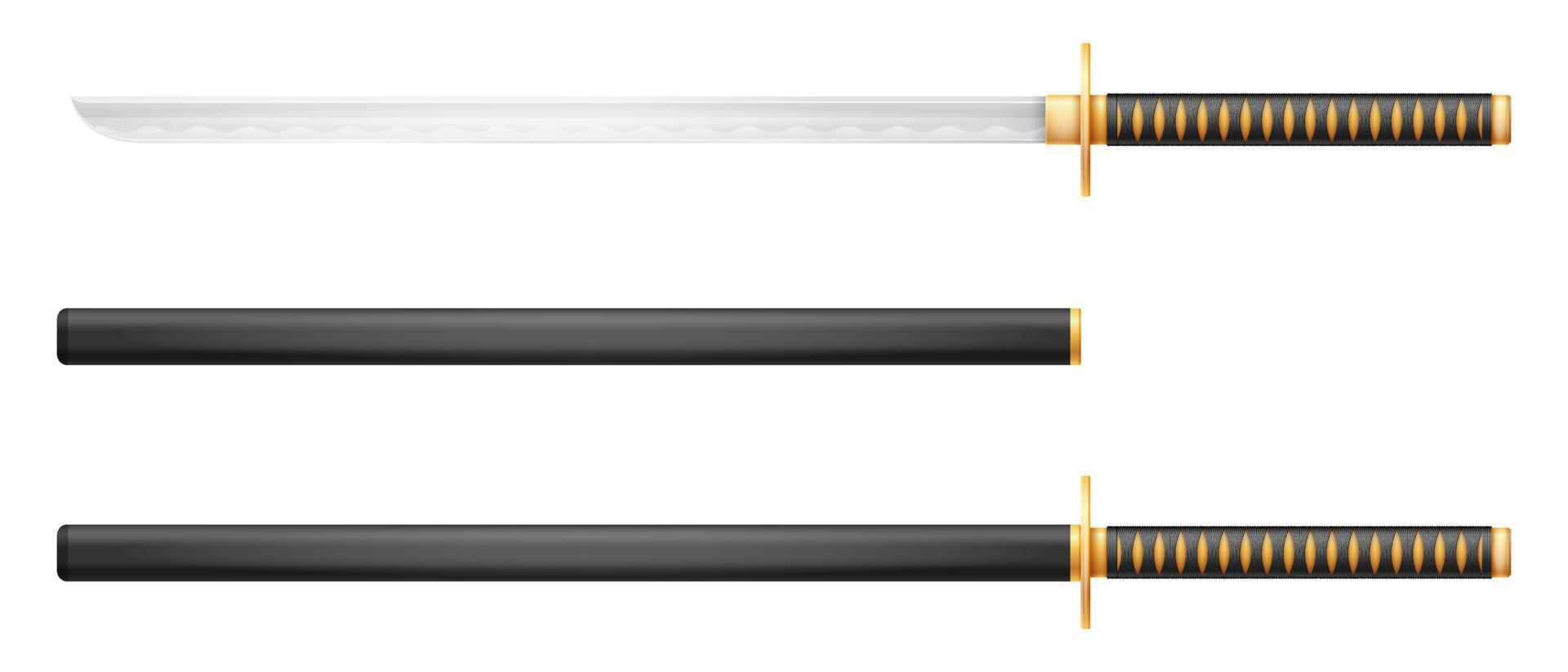 épée katana arme ninja guerrier japonais assassin illustration vectorielle isolée sur fond blanc vecteur