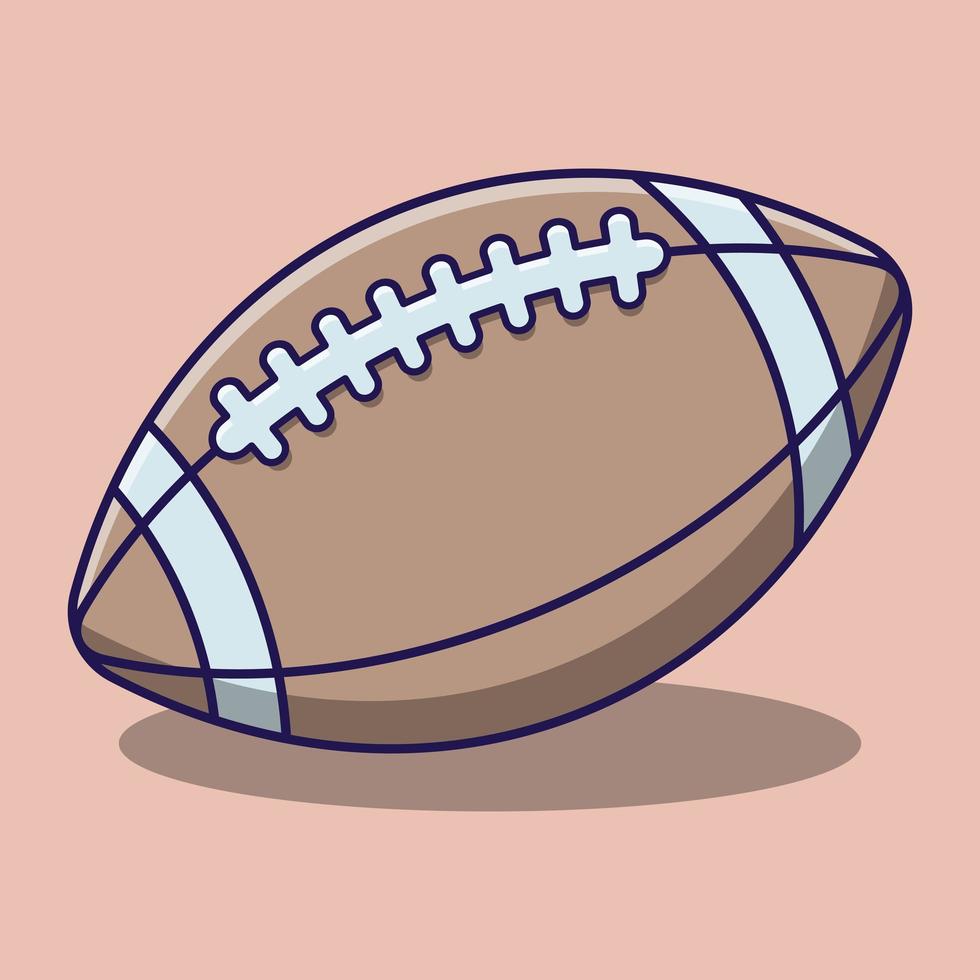 dessin animé mignon ballon de rugby avec ombre vecteur