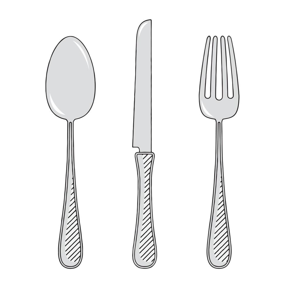 illustration de fourchette, couteau et cuillère vecteur
