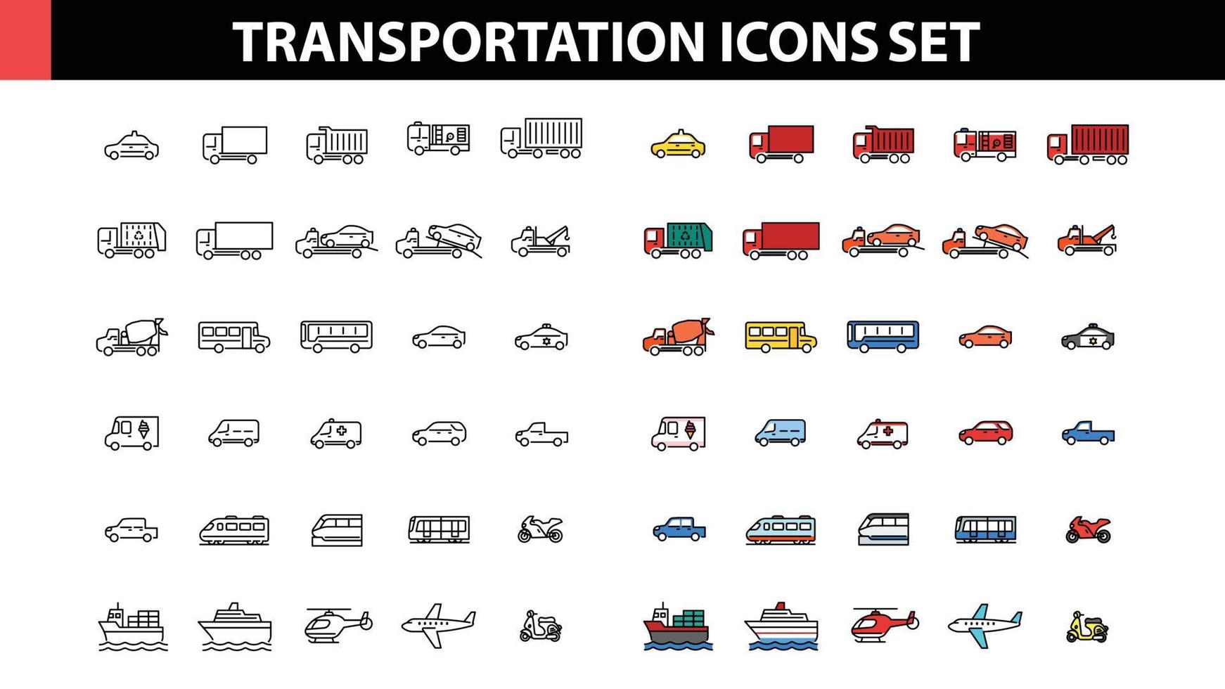 icônes de transport définies illustration vectorielle vecteur