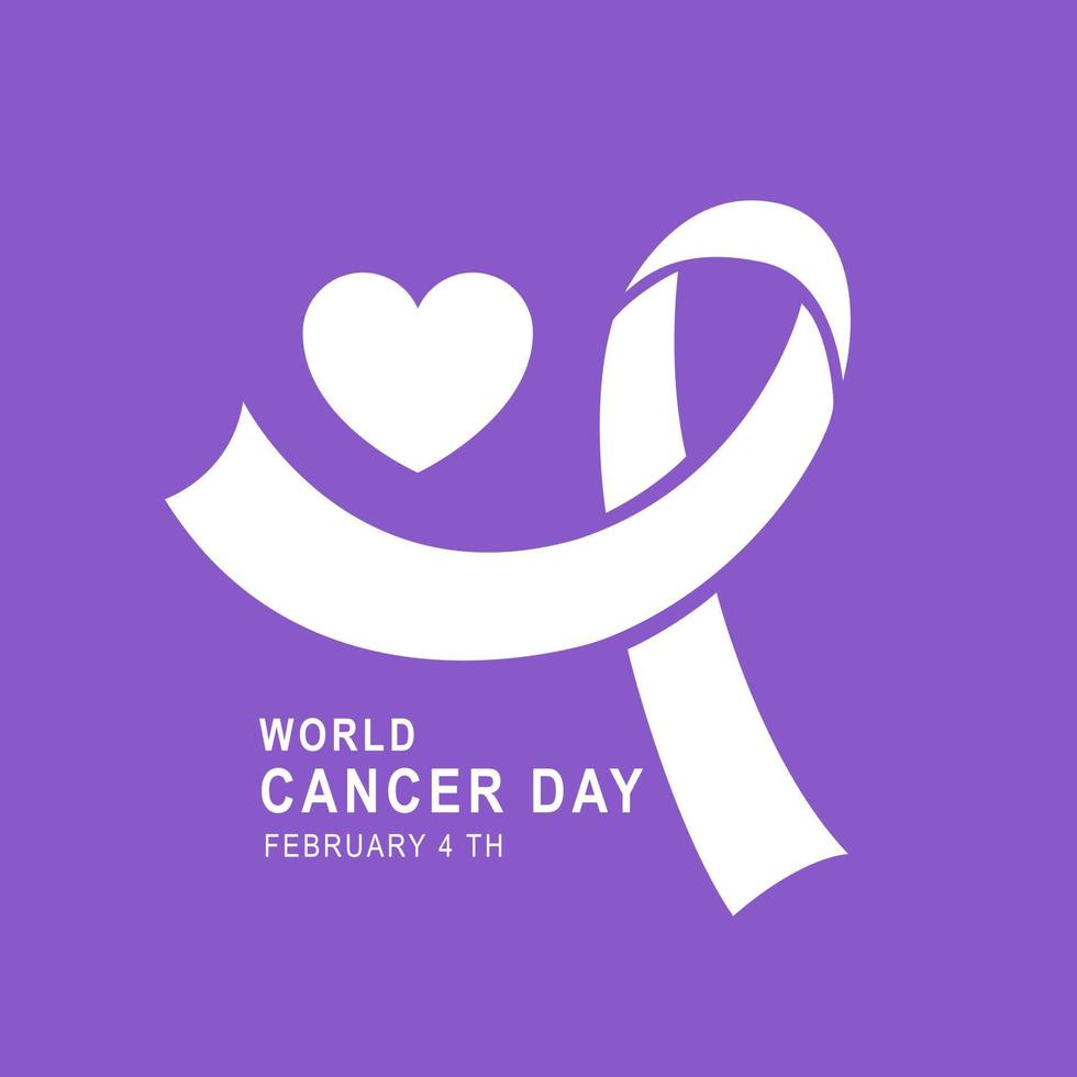 journée mondiale du cancer design plat sur fond violet vecteur