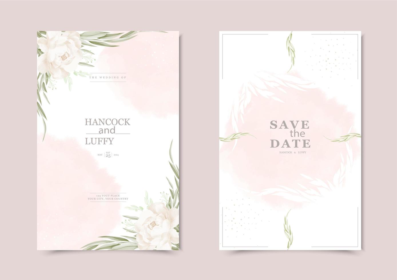 carte d'invitation de mariage floral. vecteur