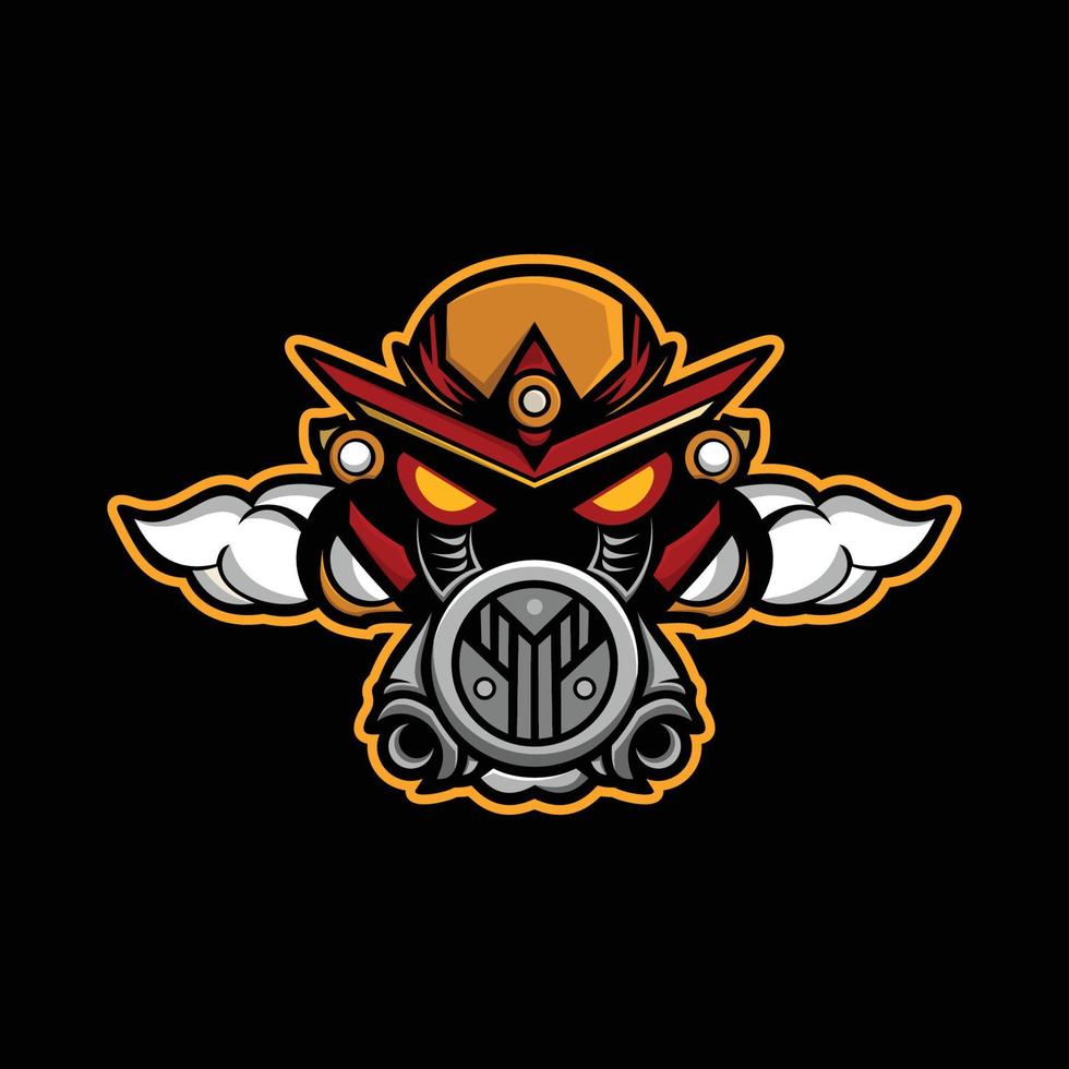 logo de mascotte de robots de masque vecteur