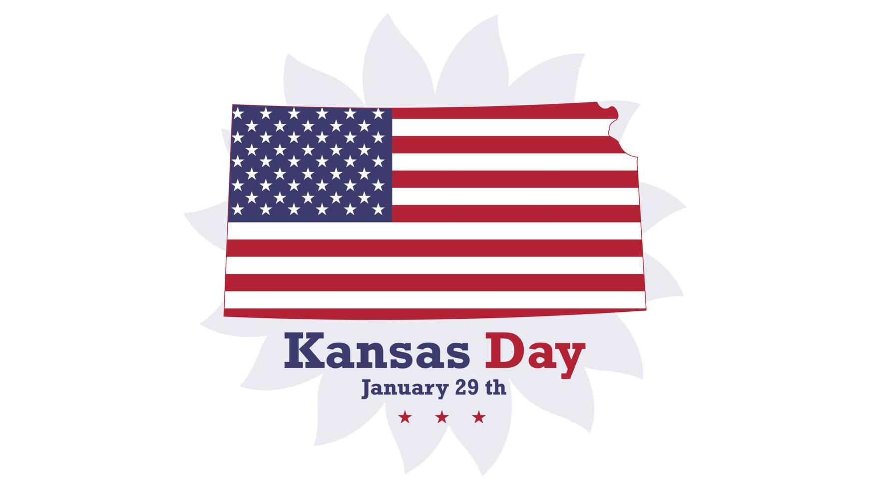 célébration de la journée nationale du kansas usa drapeau fond vecteur style plat. adapté à l'affiche, à la couverture, au web, à la bannière des médias sociaux.