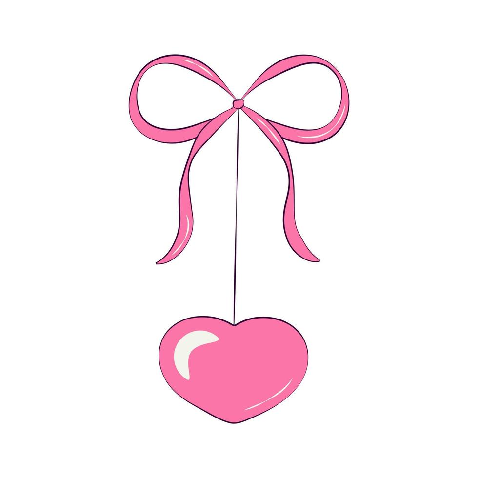 jouet élément décoratif pour le jour de la saint valentin coeur sur une ficelle avec un arc vecteur