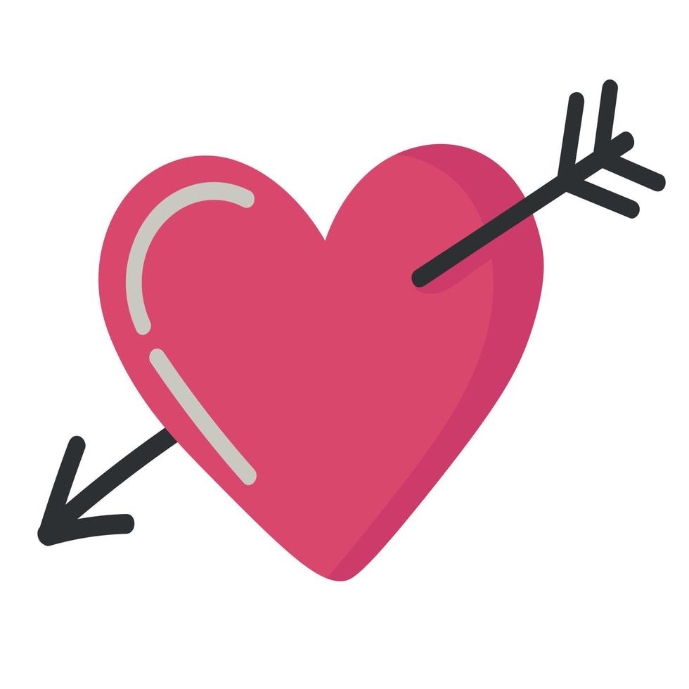 doodle clipart coeur mignon avec flèche pour la décoration vecteur
