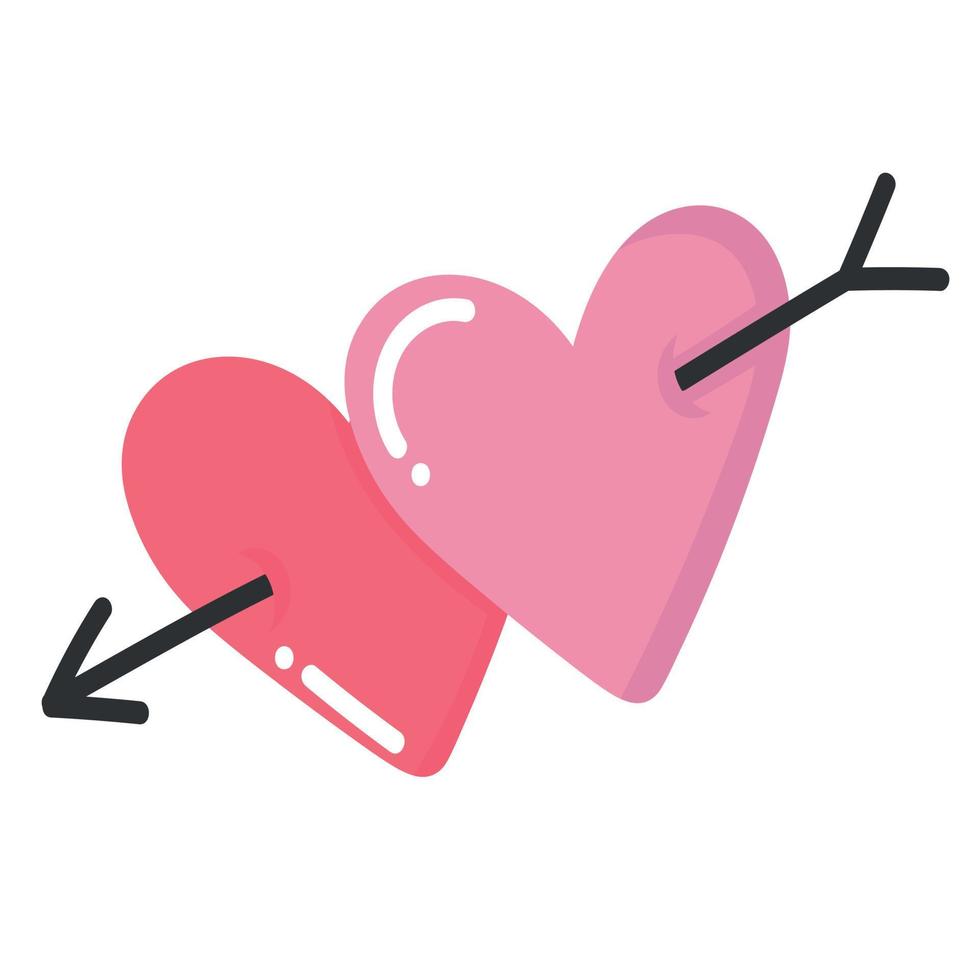 doodle clipart coeur mignon avec flèche pour la décoration vecteur