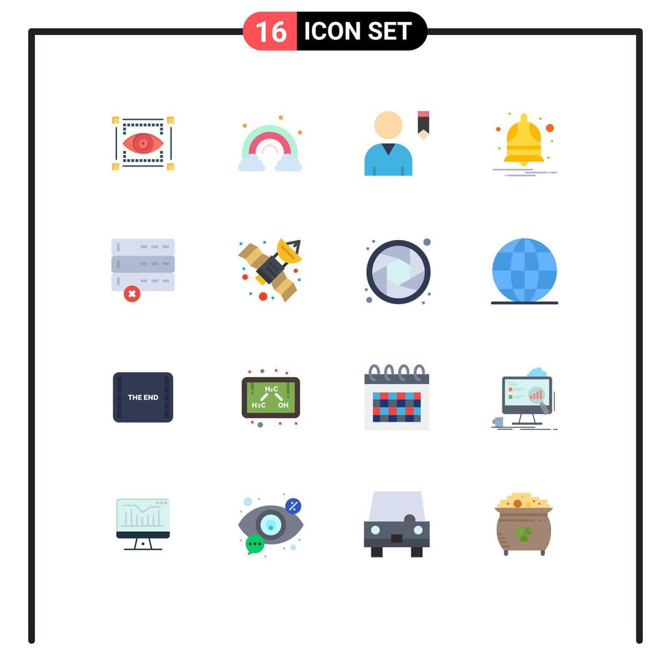 16 interface utilisateur pack de couleurs plates de signes et symboles modernes d'appareils annuler la modification de la notification d'alarme pack modifiable d'éléments de conception de vecteur créatif