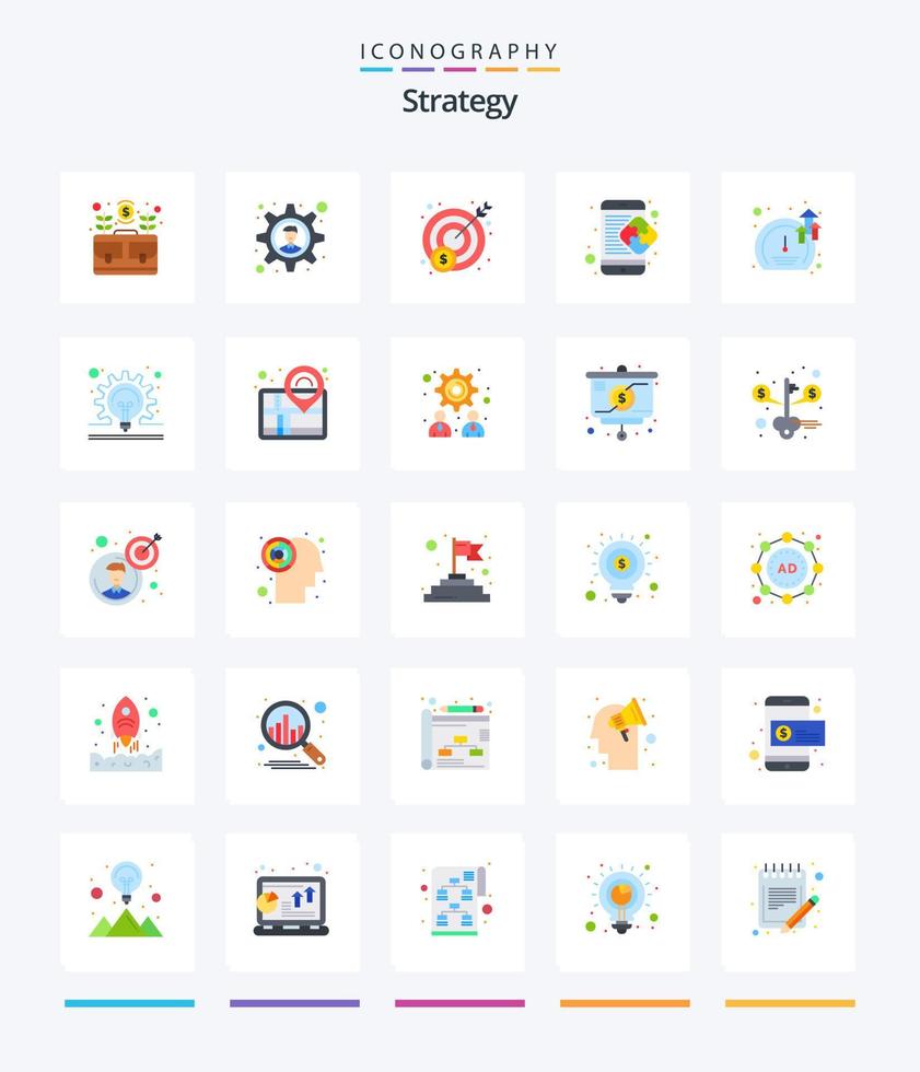 stratégie créative 25 pack d'icônes plates telles que le compteur. portable. Solution d'entreprise. Entreprise. Créatif vecteur