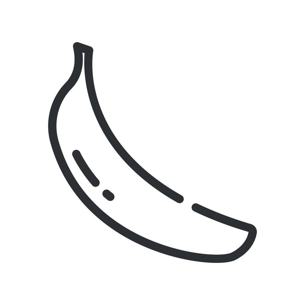 icône de ligne de banane, signe de vecteur de contour, pictogramme linéaire isolé sur fond blanc. illustration de logo