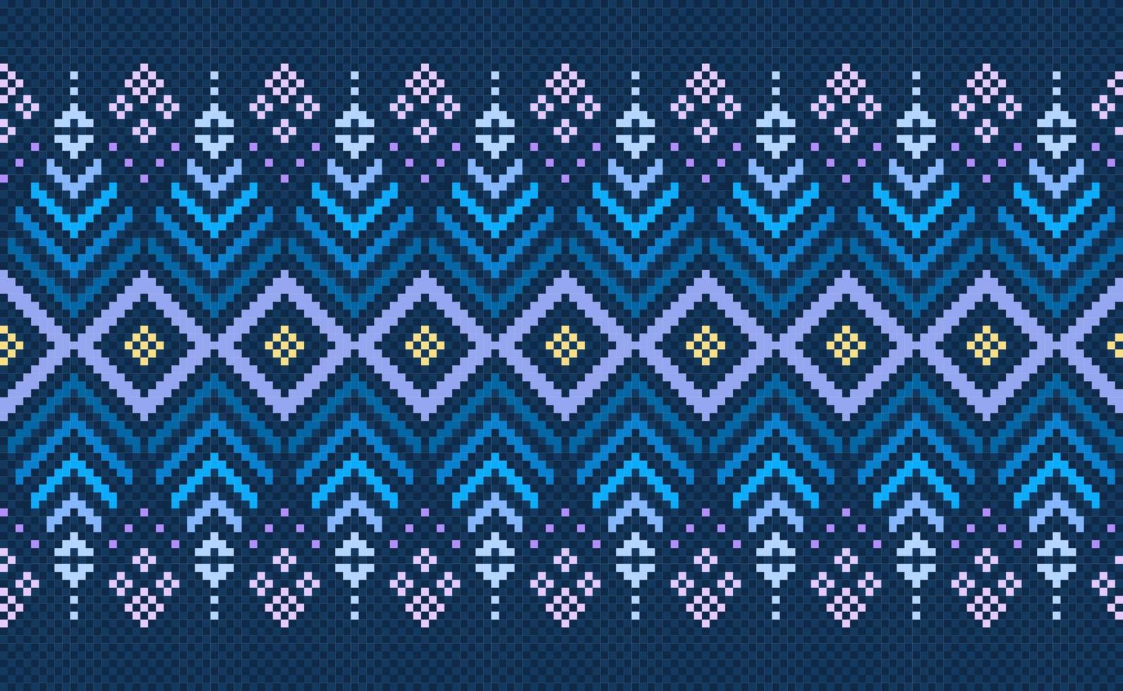 motif ethnique de pixel, origine ethnique de broderie vectorielle, motif orné de diagonale géométrique vecteur