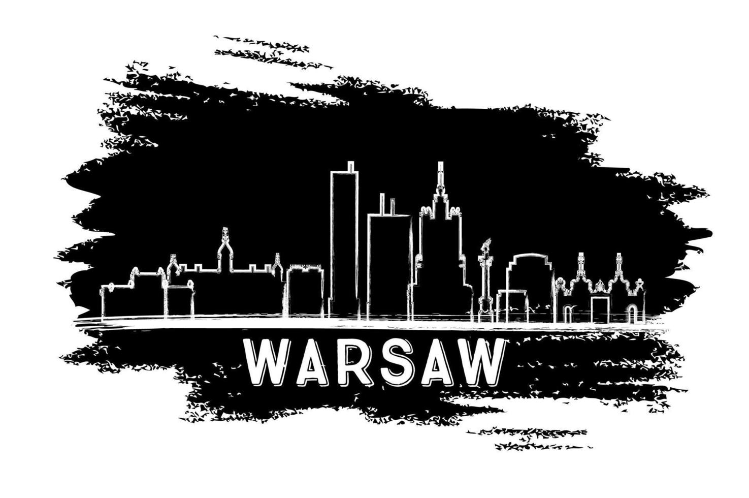 silhouette d'horizon de varsovie. croquis dessiné à la main. vecteur
