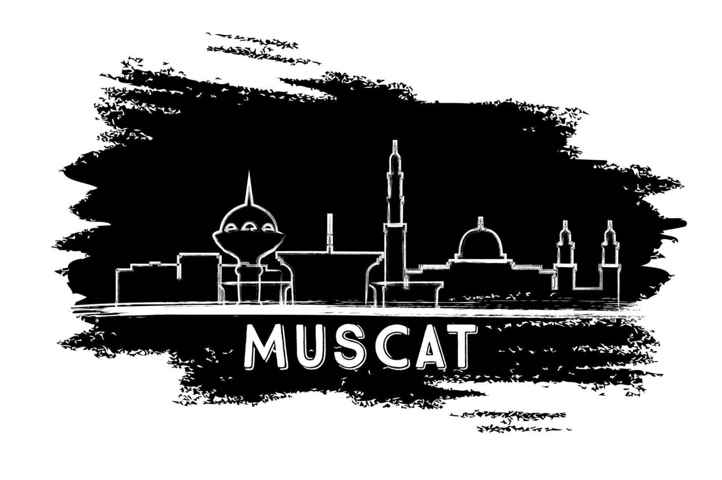 silhouette d'horizon de muscat oman. croquis dessiné à la main. vecteur