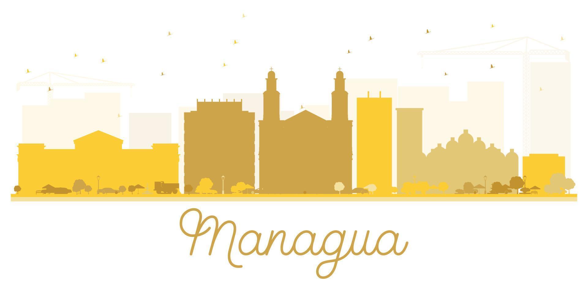 silhouette dorée de la ville de managua. vecteur