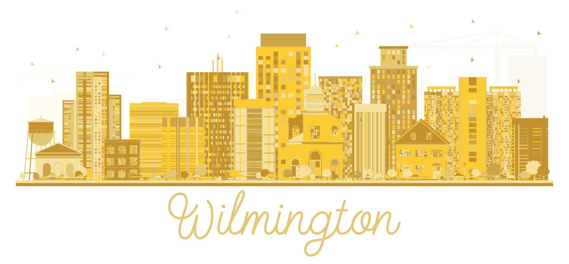wilmington usa city skyline silhouette dorée. vecteur