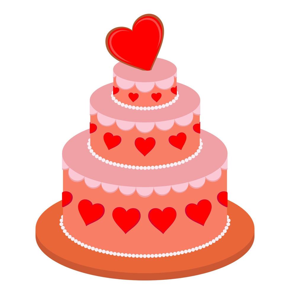 illustration vectorielle. un gros gâteau d'anniversaire pour la saint valentin. vecteur